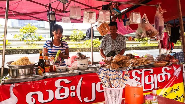 Night market Yangon, Myanmar Strand Road