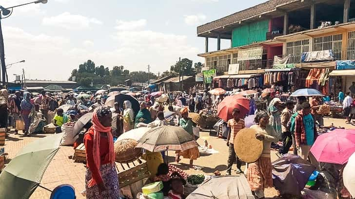 Bezienswaardigheden in Gondar, Ethiopië, de lokale markt