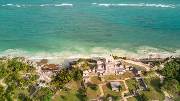 Dronefoto Maya tempels Tulum