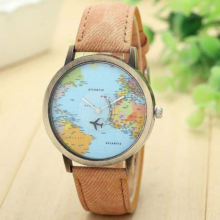 Cadeaus voor reizigers: Wereldkaart horloge