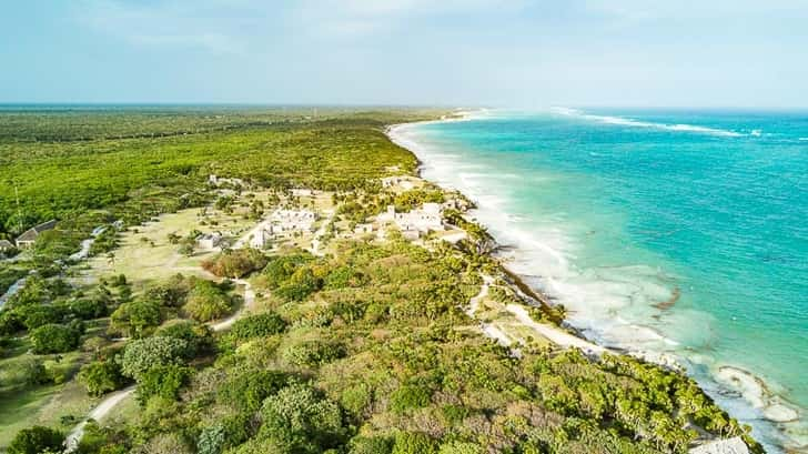 Mayaruïnes van Tulum drone