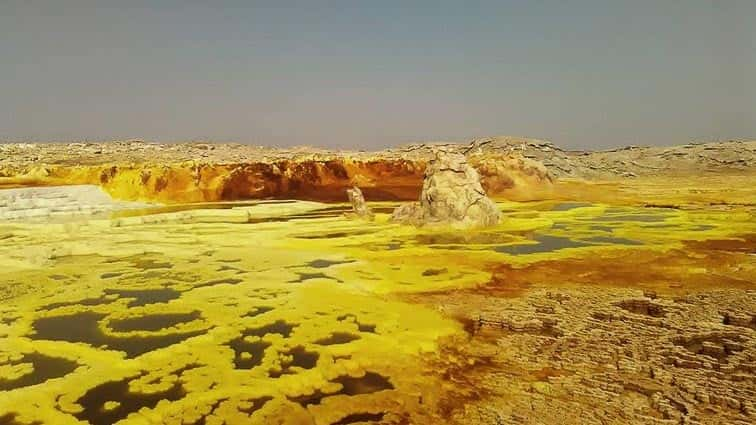 Ethiopië bezienswaardigheden. Danakil. Sulfaatmeren