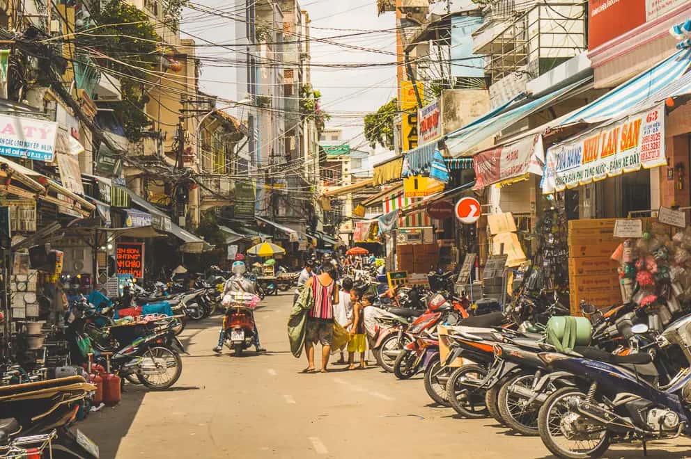 Veel motoren in Hanoi, Vietnam