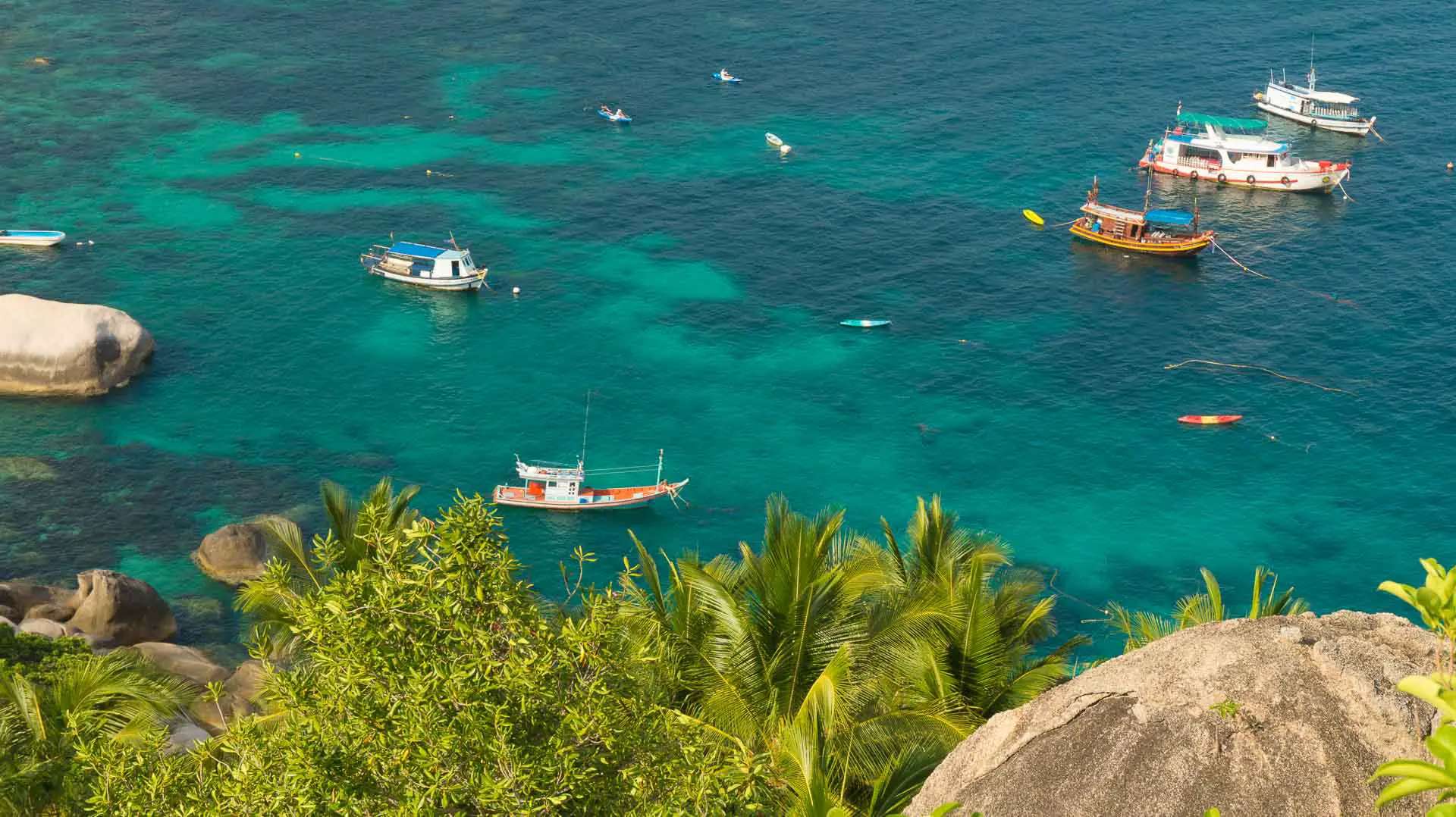 Boten in het water bij Koh Tao