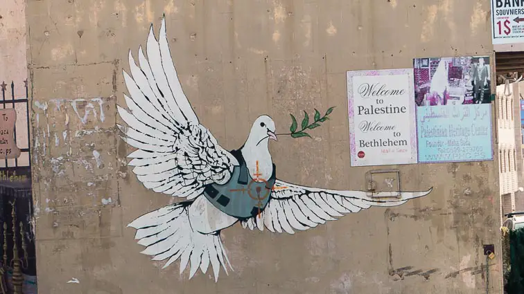Banksy street art in Bethlehem, Palestina