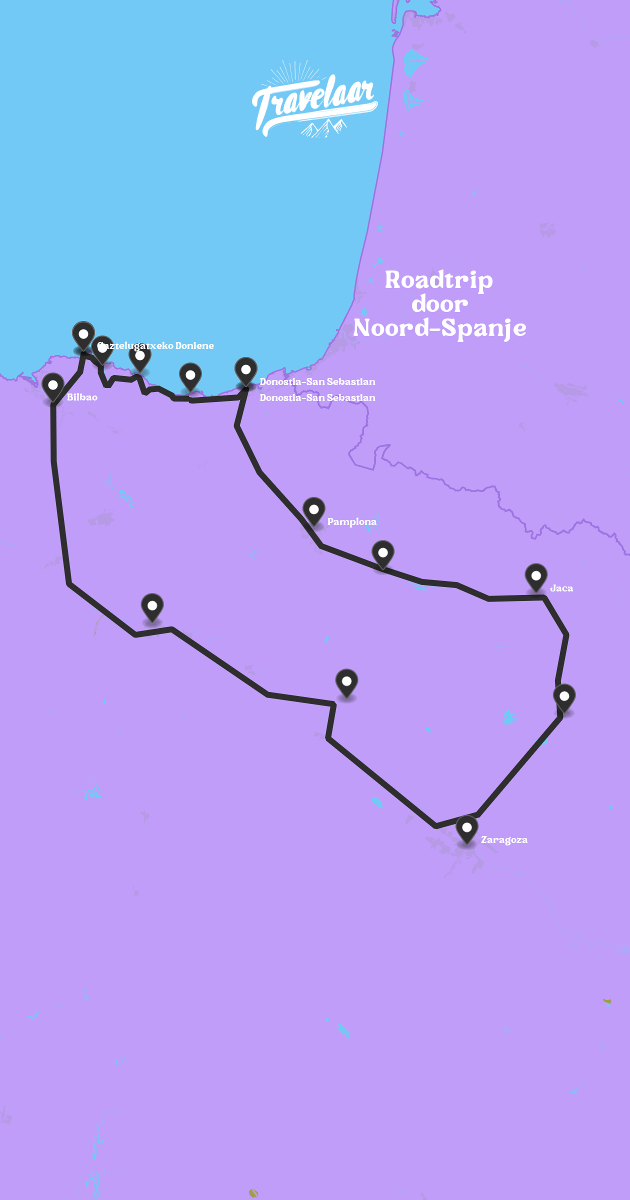 Map of Roadtrip Noord-Spanje with 17 locations