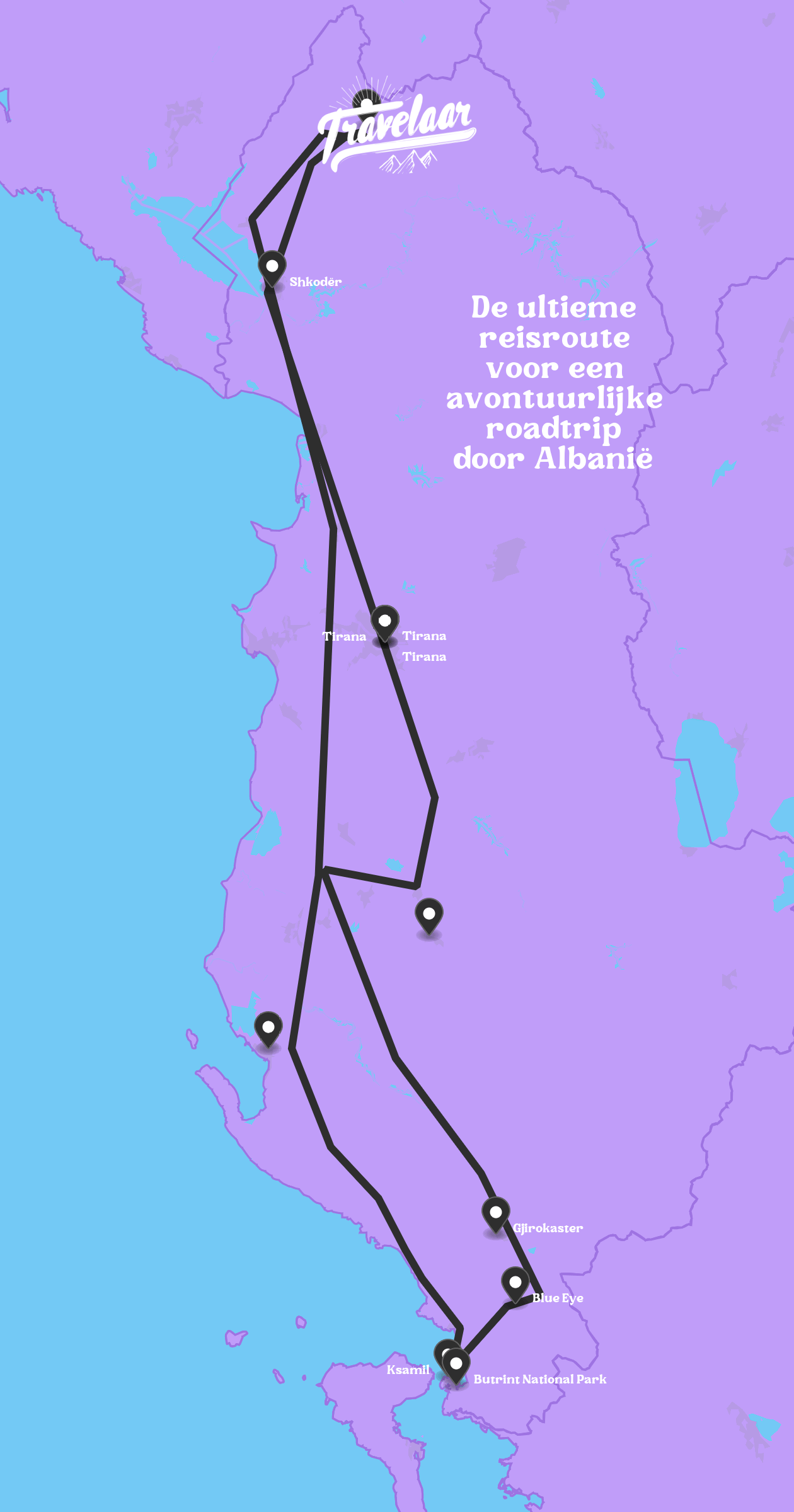 Map of Roadtrip door Albanië with 11 locations