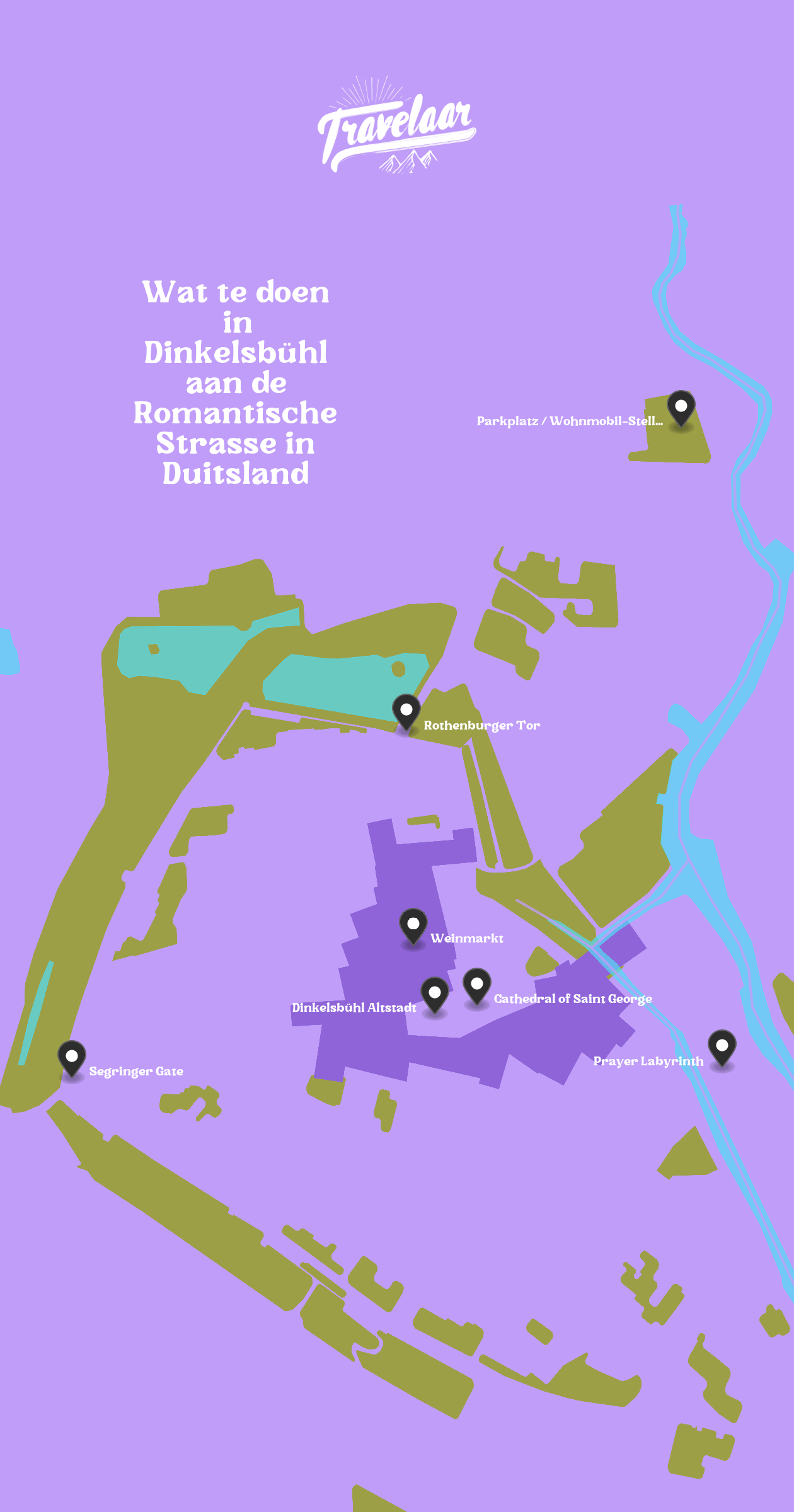 Map of Dinkelsbuhl with 7 locations