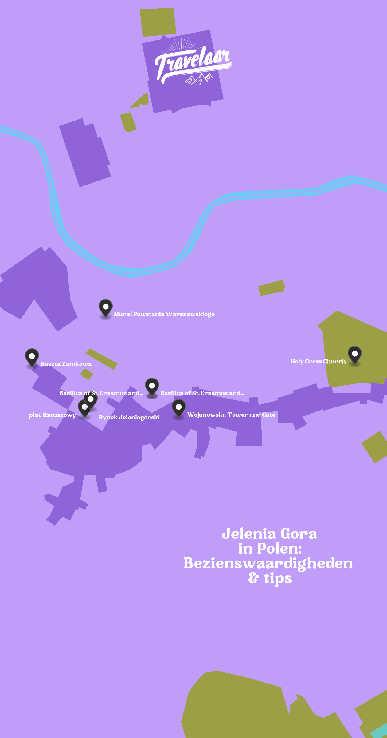 Map of Jelenia Góra with 8 locations